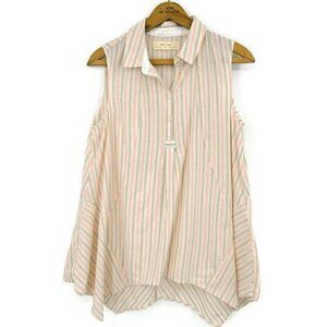 NWOT Isabelle Sinclair Sleeveless Blouse Womens Small Pink Stripe Asymmetric